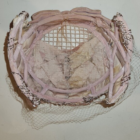 Vintage Hat with Net, Feathers, Beads *AS IS READ* main image 16